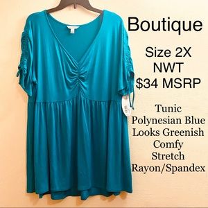 5/$15 💥 Boutique Tunic Top Blouse Rayon Spandex Stretch Comfort Spring Summer